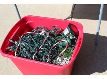 Tote Full Of Outdoor Christmas Lights, Timer