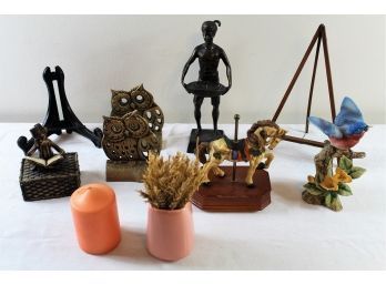 Carousel Music Box, Owl Bookends, Vase With Wheat, Picture Easels