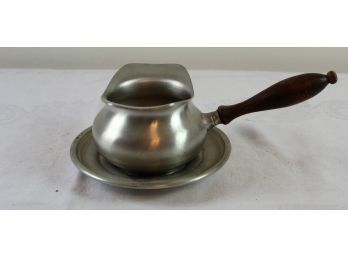 Saucer With Early American Pewter Pot