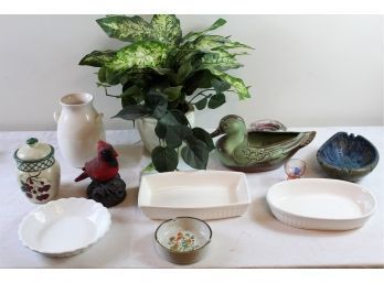 Vase, Dishes, Duck, Cardinal
