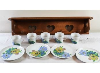 Noritake Hawaiian Holidays, Four Plates 5 Cups One With Chip And Crack