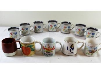 Seven Floral Coffee Cups, Five Additional