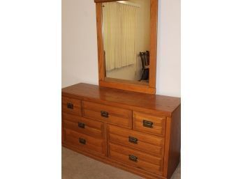 Nice Wood 7 Drawer Dresser With Mirror