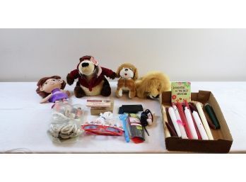 Three Stuffed Animals, Shoelaces Candles