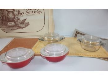 4 Covered Dishes - 2 Desert Dawn Flamingo Pink Are Pyrex