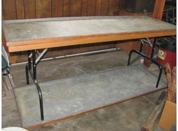 Homemade Gardening Table With Two Galvanized Tops 74 X 26