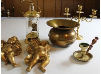 Brass Cherubs, Candelabra, Lantern With Music Box - Doesn't Work
