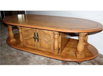 Nice Coffee Table - Has Storage - On Rollers , Has Slight Water Damage On Top 55 X 24 X 17 In Tall