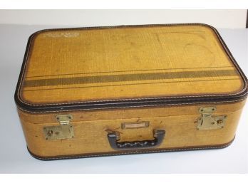 Vintage Yellow Suitcase - Nice Cloth Inside - Hardware Works