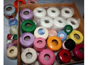 Lot 2 Of Crochet Thread - Colored And Neutral