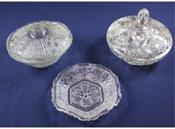 2 Candy Dishes With Lids And Small Candy Dish