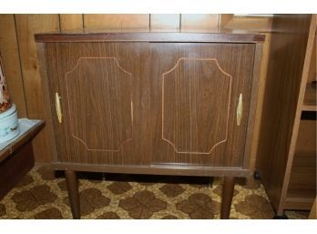 Vintage Record Cabinet With Sliding Doors - Opening 14 In Tall