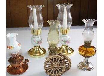 Decorative Kerosene Lamp And Candles Lot - Some Vintage