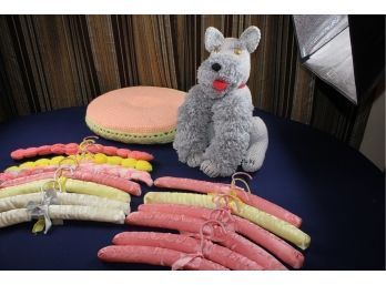 Crochet Dog 16 In Tall, Pillow And Clothes Hangers