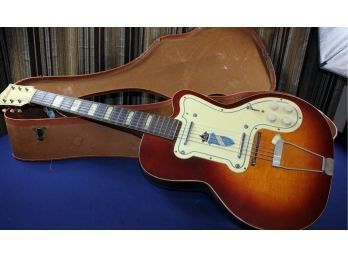 Vintage Silvertone Guitar In Cardboard Case