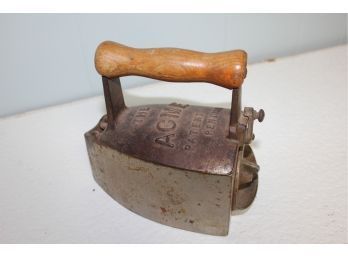 Antique Acme Iron With Wood Handle