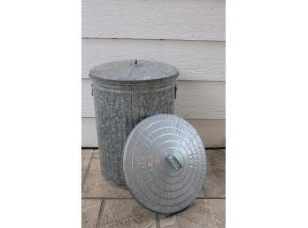 Galvanized Trash Can With Two Lids