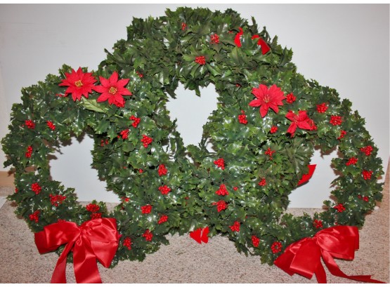3 Plastic Wreaths  Holly Leaves And Berries