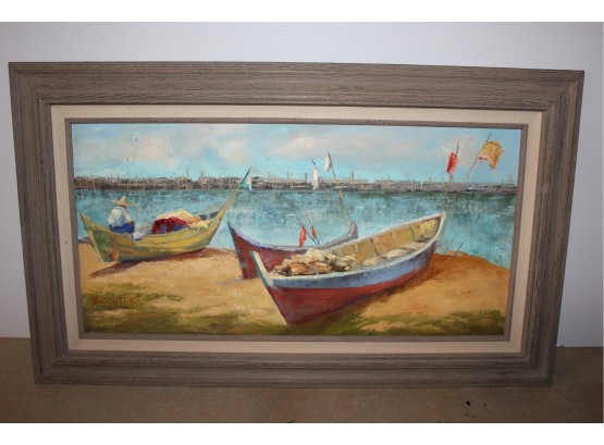 Original Oil Painting Framed On Canvas By Bunny Hunt  No Glass 30 X 18