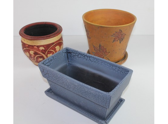 Three Pottery Flower Pots