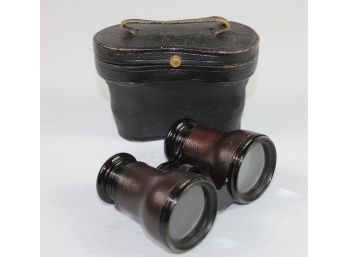 Vintage Binoculars From Paris, Lemaire Fabt In Leather Case