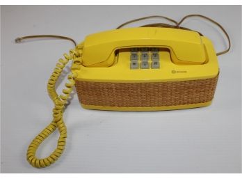 Yellow Wicker Accent Southwestern Bell Push-button Phone