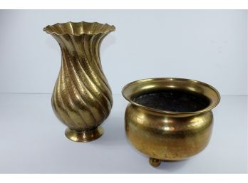 Two Brass Containers