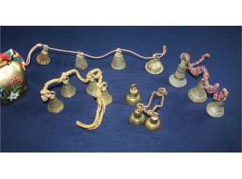 Switzerland Bell And Four Strands Of Brass Bells On Ropes From India