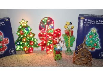 Whimsical Lot  2-15 In Lighted For Window Or Mantle And Other Cute Christmas Decorations