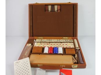 Neiman Marcus Game Box - Domino's, Backgammon, Rummy, Cribbage, In Corduroy Box
