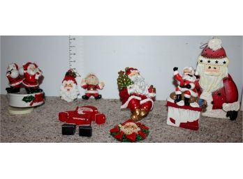 Santa Lot, Musical Carousel - Santa Needs Reglued, Santa On Box Is Musical, Metal Candle Holder