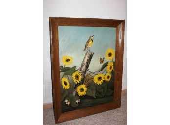 Original Painting By Local Artist Doris Tackett Dated 1975 Sunflowers 27 X 35