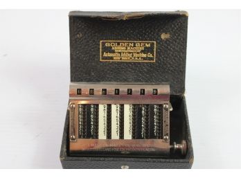 Antique Golden Gem Adding Machine In Case