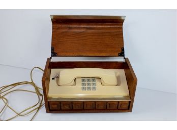 M C M Western Electric Stowaway Phone With Retractable Cord In An Art Deco Wooden Box