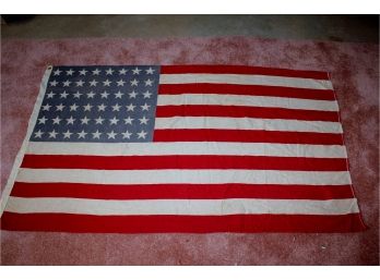 48 Star American Flag  Family Believes To Be Original- 58 X 33 Faded But Good Shape  Printed Stars & Stripe