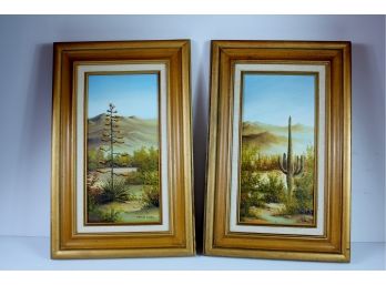 2 Marilyn Lovell Wooden Frame Originals - 14.5 X 22.5 , Arizona Landscapes On Canvas
