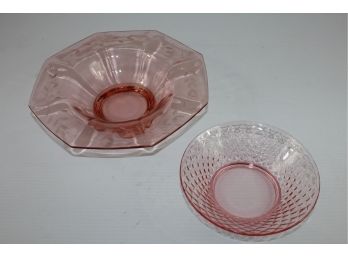 Pink Depression Glass - 2 Beautiful Bowls