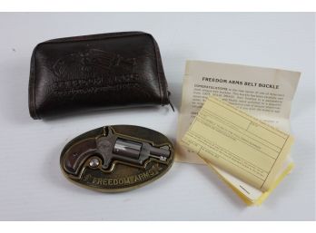 Freedom Arms Belt Buckle In Leather Case With Paperwork- THIS CANNOT BE SHIPPED