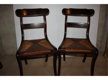 Two Very Nice Wicker Bottom Dining Chairs - Sterling Welch B&S Company  Colonial Red Color