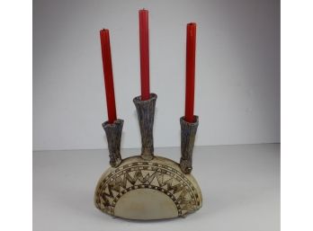 Flat Earth 99 Pottery With Three Candle Holders
