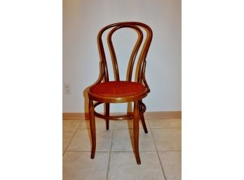 Casual Wood Chair With Burnt Orange Cushion  16'  Deep Cushion 37.5 In Tall