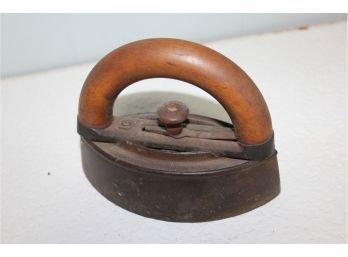 Antique 'C' Iron With Wood Handle