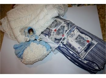 JCP Home Heirloom Bedspread With Shams - Queen Crocheted Doll 15 In Tall, Full Older Bedspread