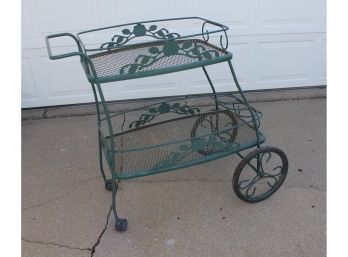 Green Metal Garden Cart On Wheels 34 W X 34 Tall