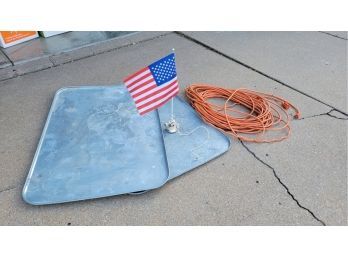 Long Extension Cord, 2 Drip Pans, American Flag W/suction Cup, Plaster Thermometer