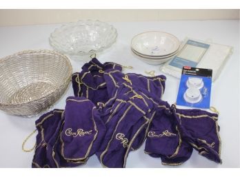 Crown Royal Bags, Cereal Bowls, Silver Decorative Basket, Glass Bowl, Valance, Pole Socket Set