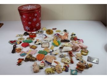 Miscellaneous Magnets And Tin-  Many Pigs