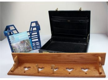 Monarch Briefcase, File Folder Holder, Wooden Shelf, Thomas Kinkade Book