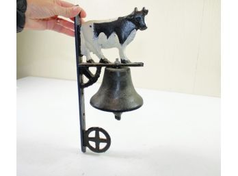 Cast Iron 13 In Bell With Cow- Vintage