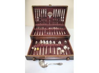 Silver Plated Vintage 1962 Silverware With Wood Case